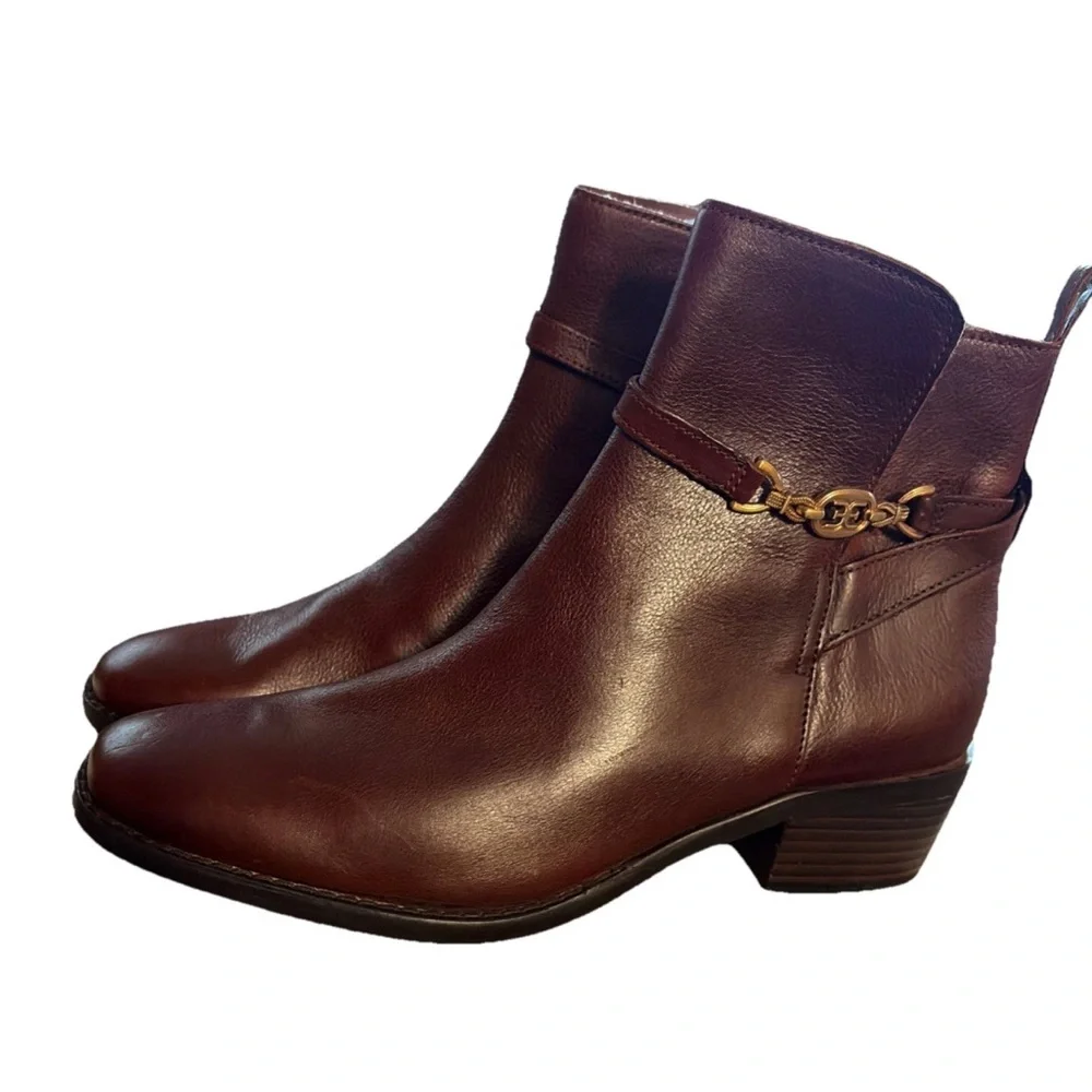 Sam Edelman Women's Brawley Leather Ankle Boot Deep Pecan Size 7.5 Display Boots
